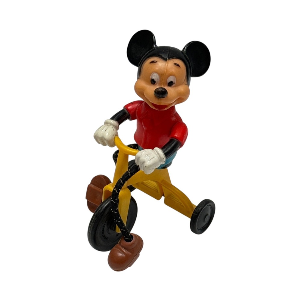 Mickey Mouse Tricycle Yellow Red Blue Rotating wheels Vintage Gabriel 1977